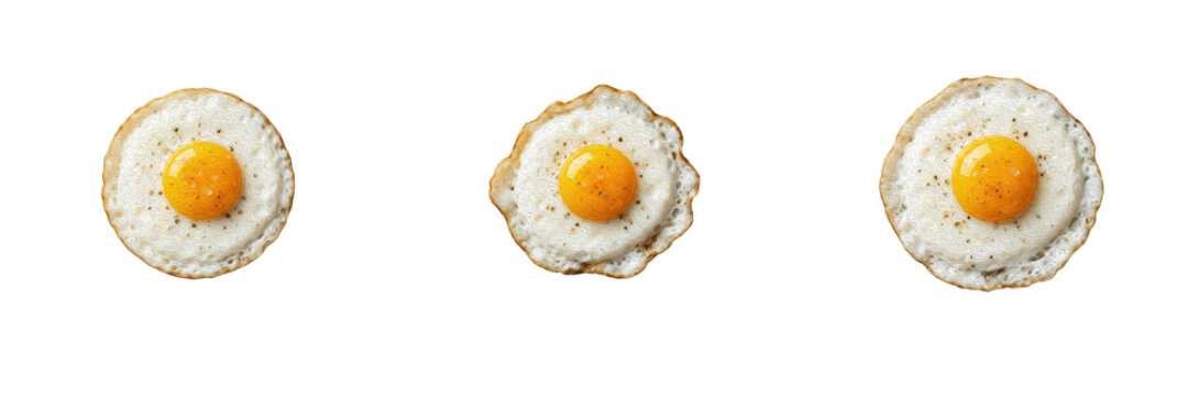 Fried Egg Sunny Side Up PNG Vector Set, Cooked Breakfast Yolk Cutout Collection, Morning Food & Kitchen Graphic Asset, Isolated Fried Egg Clipart Pack, Culinary & Restaurant Food Illustration for Stoc