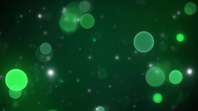 Abstract Glowing Green Bokeh Blur Circles Loopable Background