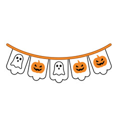 Fototapeta premium Halloween Banner with Pumpkins and Ghosts