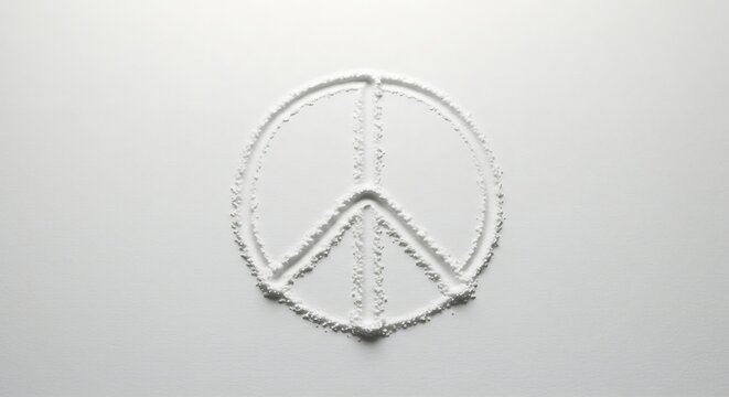 Peace Sign Drawn in White Powder on Light Background