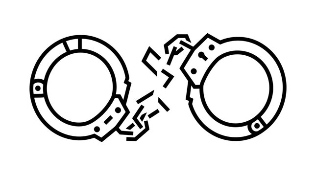 Broken handcuffs symbolizing freedom and escape
