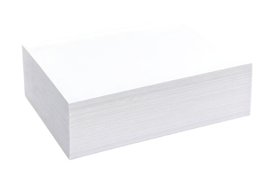 Stack of blank white paper sheets isolated on transparent background