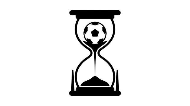 Hourglass with soccer ball melting like sand concept
