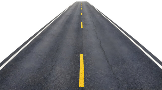 Straight Asphalt Road Isolated on Transparent Background PNG File