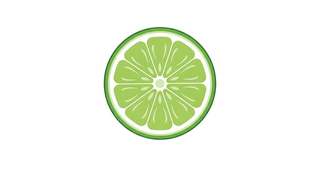 A simple flat vector illustration of a fresh lime slice isolated on white background.