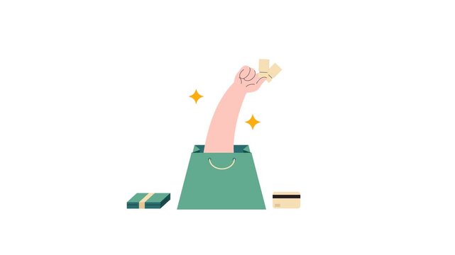 shipping voucher animation with hand raises for presentation and element design object transparent background