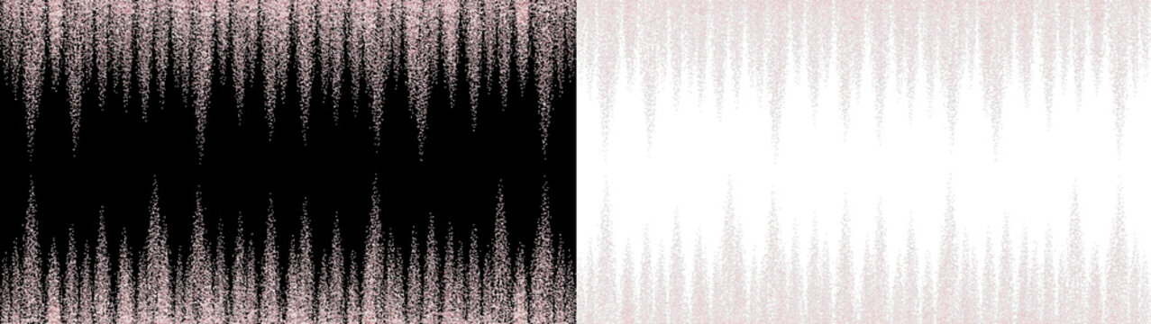 Abstract rose gold glitter wave pattern on black and transparent background