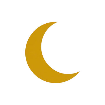 &Iacute;cone de lua crescente dourada minimalista isolado em fundo branco, representando o c&eacute;u noturno, astronomia, fases lunares, design gr&aacute;fico plano e elementos celestiais para projetos criativos.