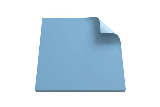 Uma &uacute;nica folha de papel azul pastel com um canto superior dobrado, isolada sobre um fundo branco puro, apresentando uma superf&iacute;cie lisa e limpa, ideal para design gr&aacute;fico, mockups e apresenta&ccedil;&otilde;es.