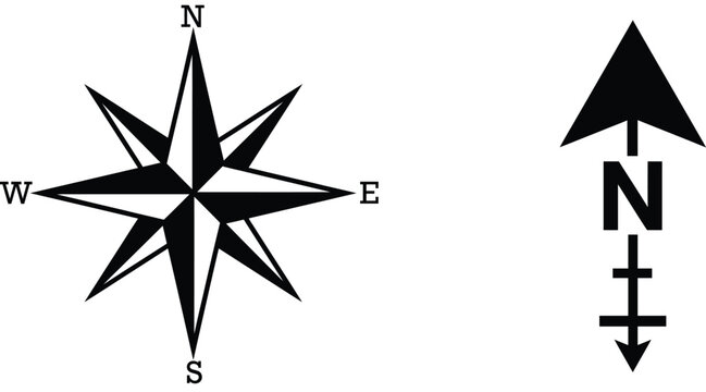 Compass rose windrose and north direction arrow symbol navigation icons with navigation icon map marker travel tool windrose geography
