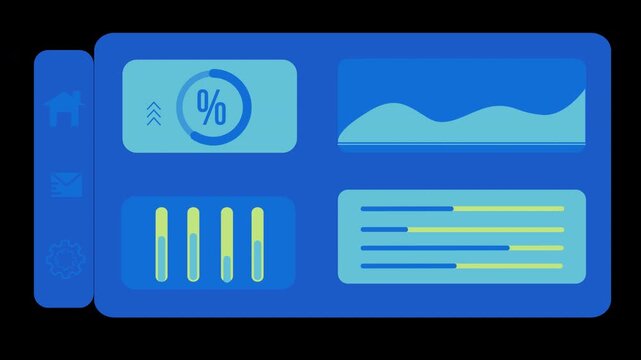 Blue Business Analytics Dashboard UI Animation 4K