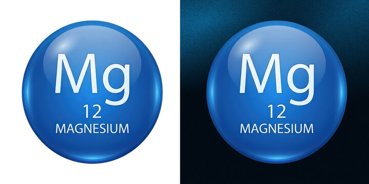 Magnesium element chemical symbol blue glossy button illustration