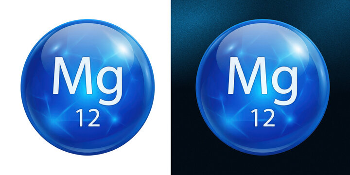 Blue glossy magnesium chemical element sphere digital illustration