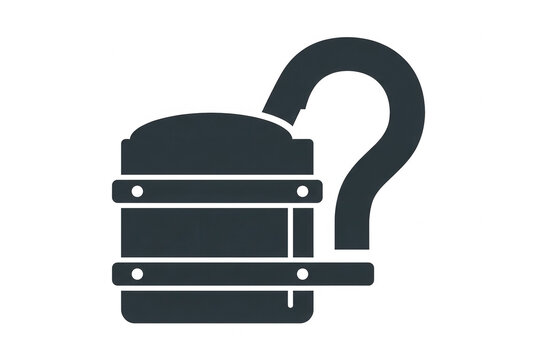 Ic&ocirc;ne plate de style minimaliste repr&eacute;sentant un baril en bois avec un point d'interrogation, symbolisant le myst&egrave;re, l'inconnu ou une question sur le stockage et le contenu d'un r&eacute;cipient.