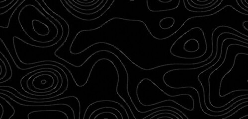 Black and White Topographic Map Contour Lines Vector Background © wiwin