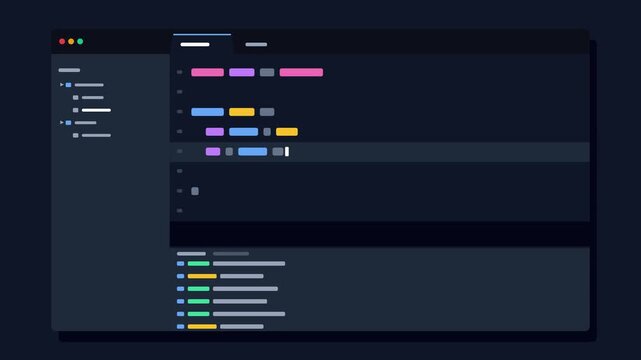 Modern Dark Mode Code Editor Interface and Clean Minimalist Software Development Workspace UI