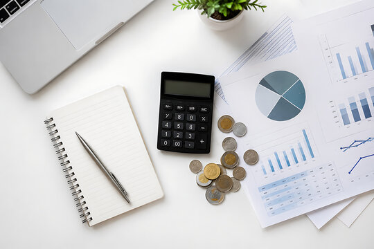 calculator and pen on the table