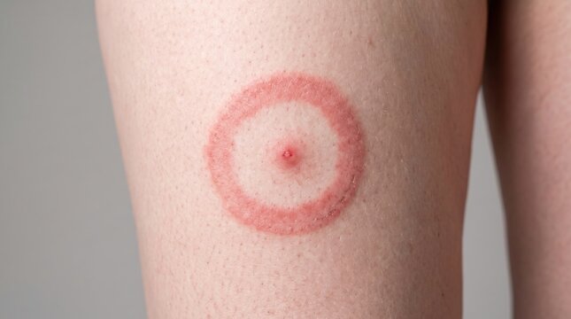 Erythema Migrans Bullseye Rash from Tick Bite Lyme Disease on Thigh