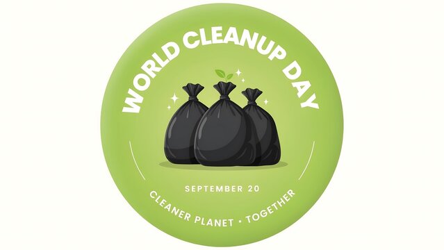 World cleanup day logo with trash bags