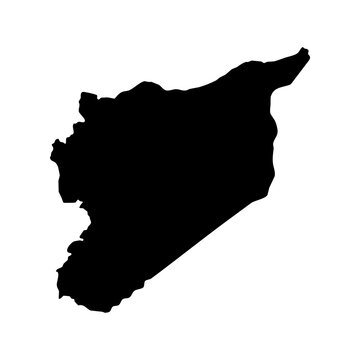 black silhouette map of Syria isolated on a transparent background