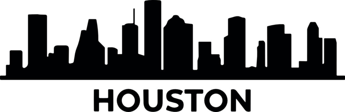Houston Texas city skyline black vector silhouette icon isolated on white background