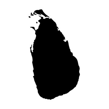 black silhouette map of Sri Lanka isolated on a transparent background