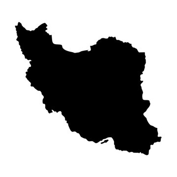black silhouette map of Iran isolated on a transparent background