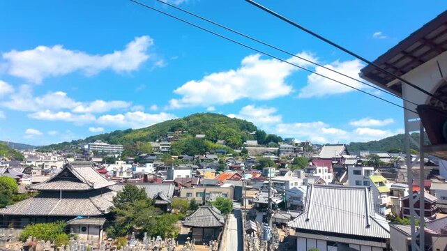Senkoji Ropeway Gondola Above Onomichi City, Hiroshima, Japan