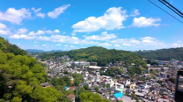 Senkoji Ropeway Gondola Above Onomichi City, Hiroshima, Japan