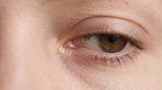 Filiform Wart Growth on Inner Corner of Human Eyelid near Tear Duct