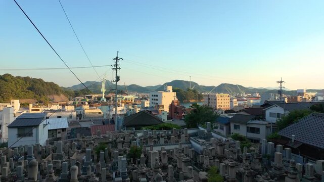 Elevated View of Onomichi City and Hillside Neighborhood, Hiroshima, Japan