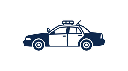 Minimalist vector illustration of a police car isolated on a white background. © Kopi