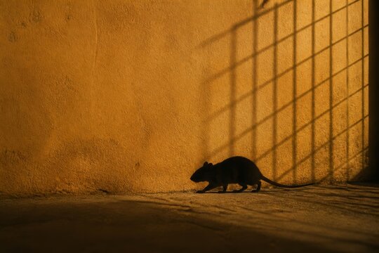 Plain textured subject has readable in ochre wall for pest control