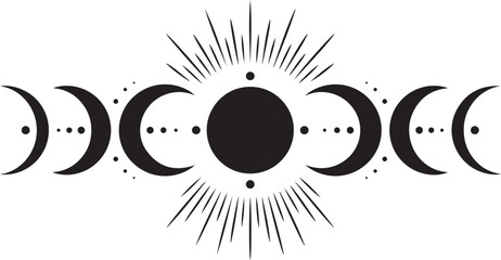Moon Phases Sunburst Minimal Vector © Babur