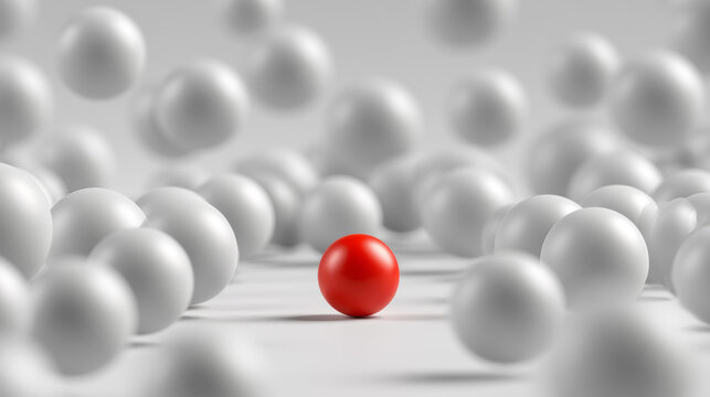 Close-up of glossy red and white spherical objects on an abstract background.