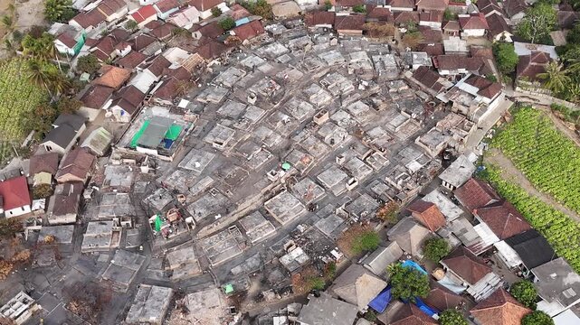 Tragic Fire Destroys Traditional Houses in Sade Village, Lombok: Suku Sasak Cultural Heritage Disaster and Post-Disaster Destruction Scene
