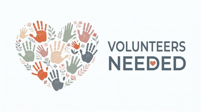 Volunteers needed heart with handprints design