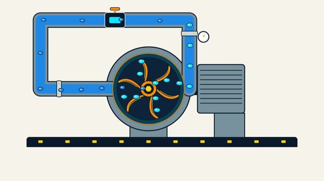 Animation of a Centrifugal Pump Mechanism Circulating Fluid