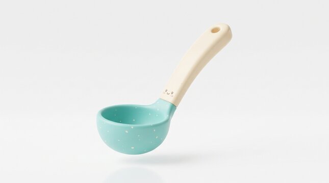Turquoise decorative ladle with cat handle, smiling star design, 32K Revolutions