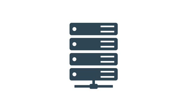 Database server rack icon representing cloud hosting, network computer storage, and database administration.