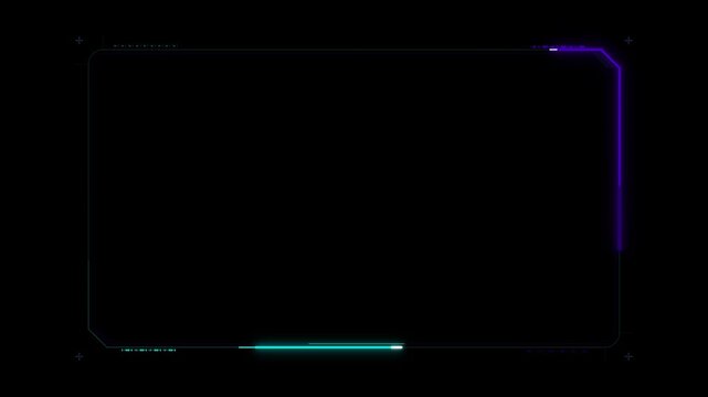 Futuristic hud digital frame overlay with neon glowing border for tech ui interface
