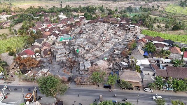 Tragic Fire Destroys Traditional Houses in Sade Village, Lombok: Suku Sasak Cultural Heritage Disaster and Post-Disaster Destruction Scene
