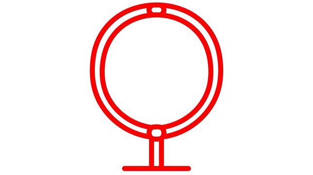 Red circular mirror icon outline on white background