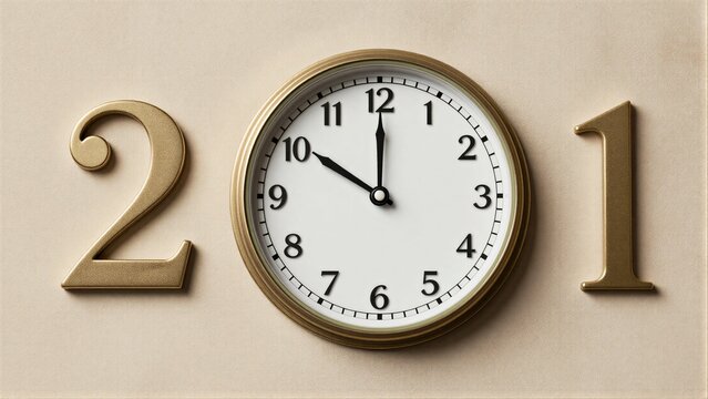 Close-up of a classic analog clock showing nearly 12:00, with hands frozen in time.