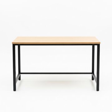 Modern Minimalist Wooden Desk with Black Metal Frame.