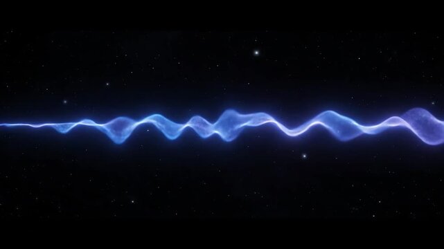 Abstract blue energy wave frequency over dark starry space background representing data probability
