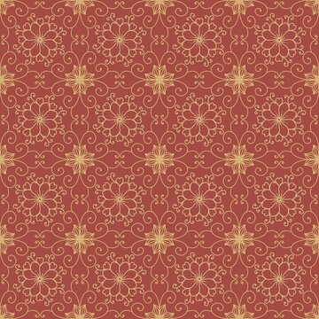 seamless colorful snowflakes flower floral ornaments pattern red background swirl
