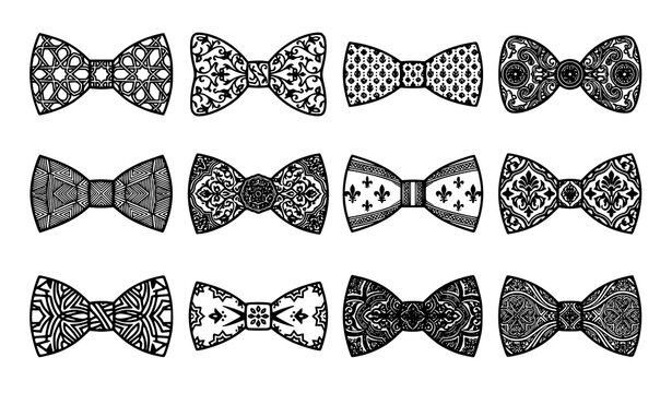 Arabesque Pattern Bow Tie Seamless Ornament Vector Illustration Collection
