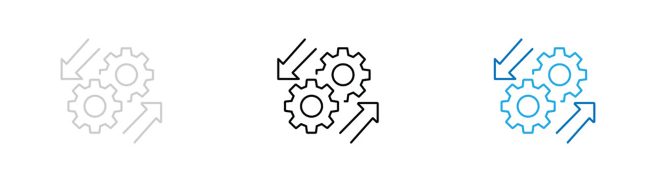 Gear wheels with directional arrows icon showing mechanical process and system optimization mechanical optimization engineering business