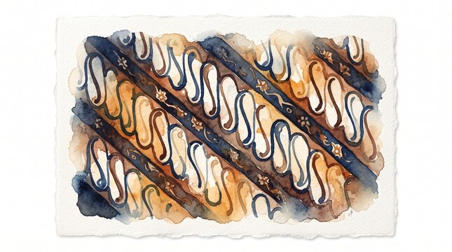 Batik Parang pattern watercolor painting background